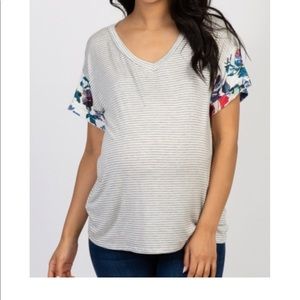 Ivory striped floral top